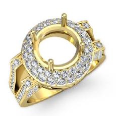 Diamond Engagement Round Ring 14k Gold Yellow Halo Semi Mount  (1.1Ct. tw.)