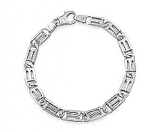 14k White Gold Men Fancy Link Bracelet (6mm,8.25