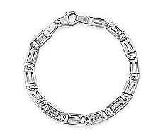 14k White Gold Men Fancy Link Bracelet (5.5mm,8.25