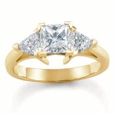 Princess Trillion Diamond Engagement Ring Three 3 Stone Setting  14k Gold Yellow  (1.1Ct. tw.)