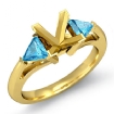 Aquamarine 3 Stone Diamond Ring Princess Setting 18k Yellow Gold 0Ct - javda.com 