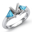 Aquamarine 3 Stone Diamond Ring Princess Setting 14k White Gold 0Ct - javda.com 