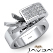 0.65Ct Princess Semi Mount Diamond Engagement Women Ring Platinum 950 - javda.com 