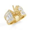 3.2Ct Princess Baguette Side Diamond Engagement Setting Ring 14k Yellow Gold Semi Mount - javda.com 