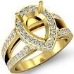 0.7Ct Diamond Engagement Halo Pave Setting Ring Pear Semi Mount Gold Y18k