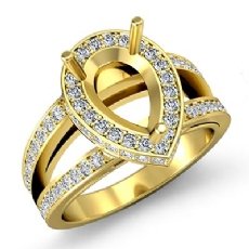 Diamond Engagement Halo Pave Setting Ring Pear Semi Mount 14k Gold Yellow (0.7Ct. tw.)