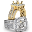 Vintage Engagement Halo Diamond Ring Semi Mount 18k Yellow Gold 1.9Ct - javda.com 