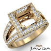 Diamond Engagement Halo Pave Setting Princess Semi Mount Ring 18k Yellow Gold 0.65Ct - javda.com 