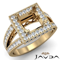 Diamond Engagement Halo Pave Setting Princess Semi Mount Ring 14k Gold Yellow  (0.65Ct. tw.)