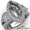 3 Stone Marquise Halo Diamond Engagement Antique & Vintage Ring 14K White Gold Semi Mount 1.85Ct
