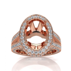 Halo Pave Diamond Engagement Elegant Ring 14k Rose Gold Oval Semi Mount  (1.5Ct. tw.)