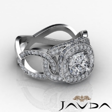 Twisted Shank Halo Pave diamond Ring Platinum 950