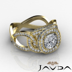Twisted Shank Halo Pave diamond Ring 18k Gold Yellow