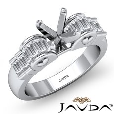 1.19Ct Baguette Semi Mount Diamond Engagement Ring 14K Gold Invisible
