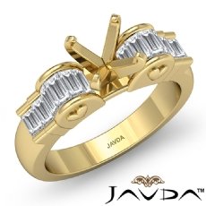 Baguette Semi Mount Diamond Engagement Ring 14k Gold Yellow Invisible (1.2Ct. tw.)