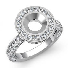 Round Diamond Engagement Bezel Halo Semi Mount Ring 14k W Gold 1.5Ctw