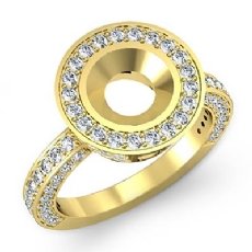 Round Diamond Engagement Bezel Halo Semi Mount Ring 18k Gold Yellow  (1.5Ct. tw.)