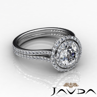 1.55Ct Round Shape Diamond Engagement Ring SemiMount Halo Setting Platinum