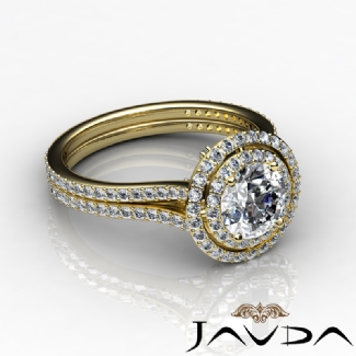 1.55Ct Round Shape Diamond Engagement Ring SemiMount Halo Setting Gold Y18k