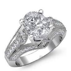 Milgrain 4 Prong Set diamond Ring 14k Gold White