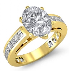 Channel-Set 4 Prong Peg Head diamond Ring 18k Gold Yellow