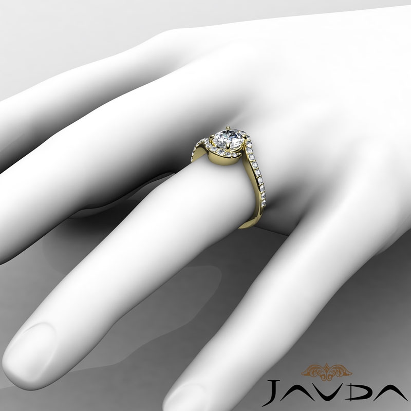 Curve Shank Halo Sidestone diamond  18k Gold Yellow