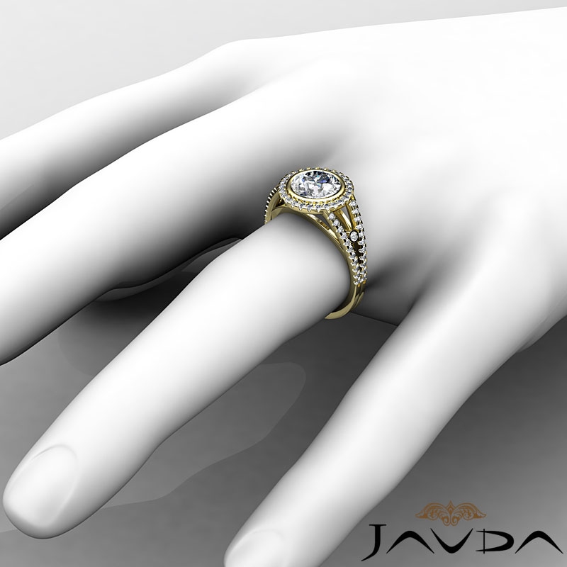 Bezel Halo Prong Setting diamond Ring 14k Gold Yellow