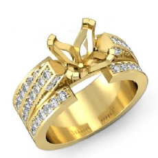 Princess Diamond Semi Mount Engagement Ring 14k Gold Yellow Pave (1.25Ct. tw.)