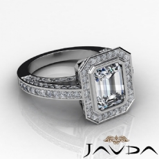 Vintage Style Bezel Set Halo diamond Ring 14k Gold White
