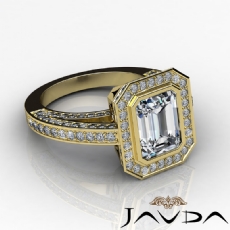 Vintage Style Bezel Set Halo diamond Ring 14k Gold Yellow