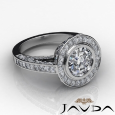 Bezel Set Halo Bridge Accent diamond Ring 18k Gold White
