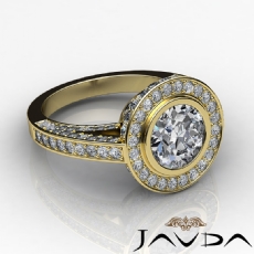 Bezel Set Halo Bridge Accent diamond Ring 14k Gold Yellow