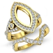 2.8Ct Marquise Diamond Engagement Ring Bridal Sets 18k Yellow Gold Semi Mount - javda.com 