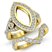 2.8Ct Marquise Diamond Engagement Ring Bridal Sets 18k Yellow Gold Semi Mount - javda.com 