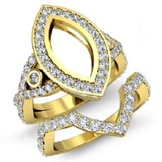 Marquise Diamond Engagement Ring Bridal Sets 14k Gold Yellow Semi Mount (2.8Ct. tw.)