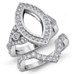 2.8Ct Marquise Diamond Engagement Ring Bridal Sets 14k White Gold Semi Mount - javda.com 