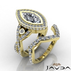 Bezel Halo Bridal Set Pave diamond  14k Gold Yellow