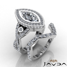 Bezel Halo Bridal Set Pave diamond  14k Gold White