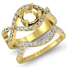 Diamond Curve Shank Engagement Ring Round Bridal Setting 14k Gold Yellow (0.87Ct. tw.)