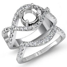 0.87 Ct Diamond Curve Shank Engagement Ring Round Bridal Setting 14K White Gold