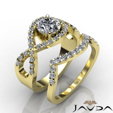 Floral Style Pave 3 Stone diamond  18k Gold Yellow
