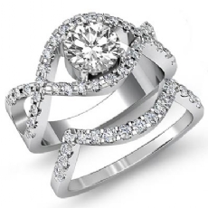 Floral Style Pave 3 Stone diamond Ring Platinum 950
