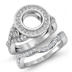 2.1Ct Round Diamond Engagement Halo Pave Setting Ring Bridal Set Platinum 950 - javda.com 