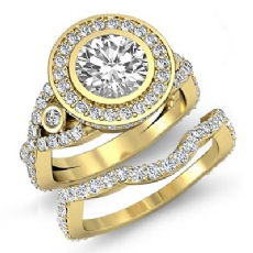 XOXO Halo Bezel Bridal Set diamond Ring 18k Gold Yellow