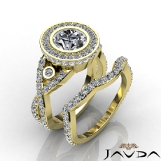 XOXO Halo Bezel Bridal Set diamond Ring 14k Gold Yellow