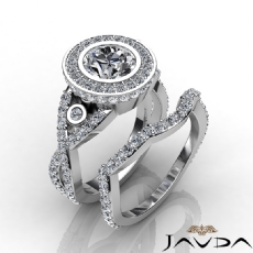 XOXO Halo Bezel Bridal Set diamond Ring 18k Gold White