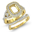 2.1Ct Cushion Diamond Engagement Pave Ring Bridal Sets 18k Yellow Gold Setting - javda.com 