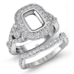 2.1Ct Cushion Diamond Engagement Pave Ring Bridal Sets 18k White Gold Setting - javda.com 