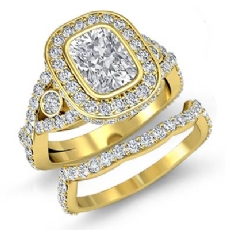 Cross Shank Halo Bridal diamond Ring 14k Gold Yellow