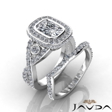 Cross Shank Halo Bridal diamond Ring 18k Gold White